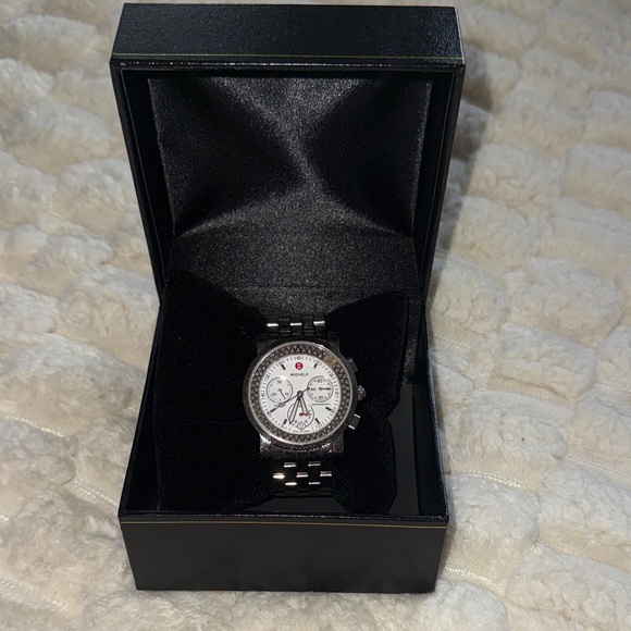 Michele Silver Diamond Women's Watch